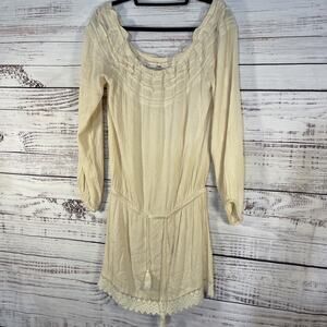 Lagaci Cottagecore Ruffled Tunic Style Romper Dress With Ties size Medium NWT